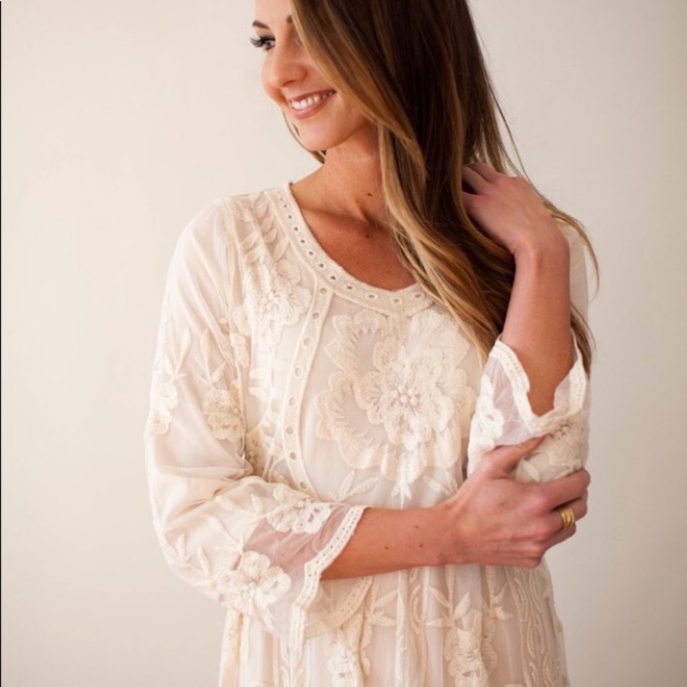 Boho white lace dress