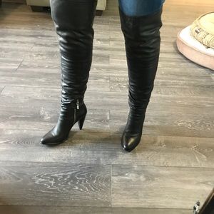 BCBG genuine leather over the knee boots
