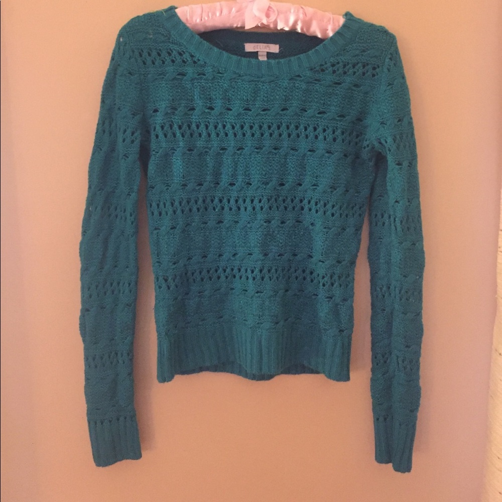 Teal-Turquoise Sparkle Sweater-size L runs SMALL