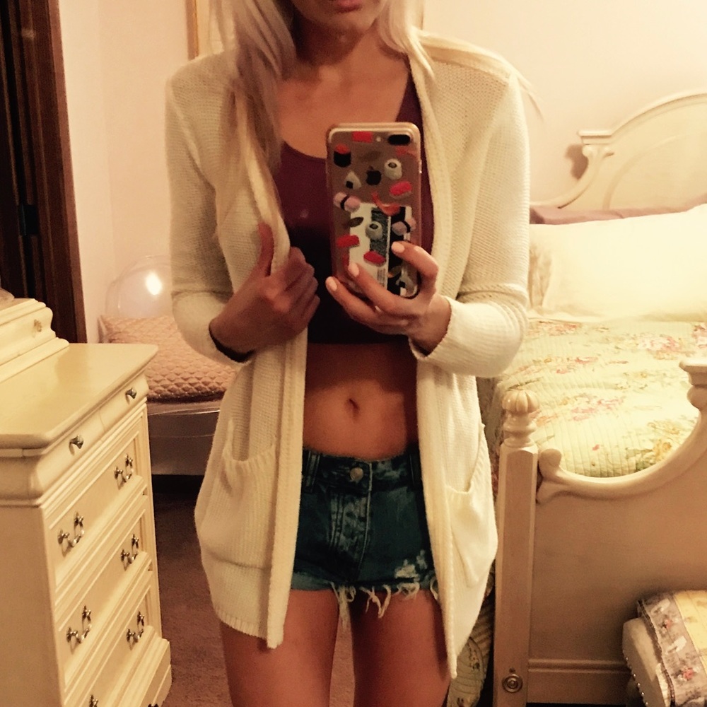 Long slouchy knit cardigan cream forever 21 - Picture 6 of 6