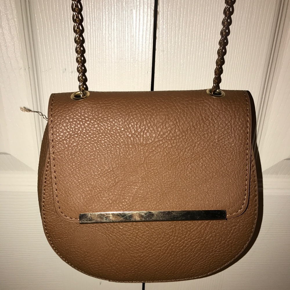 Brown leather side bag