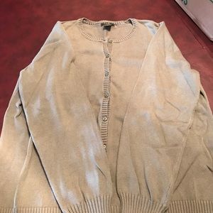 Eddie Bauer green cardigan sweater.