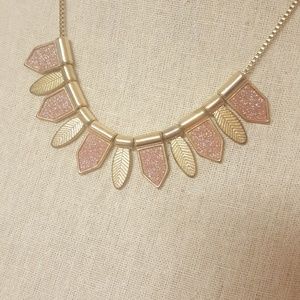 Pink Glitter and Gold Necklace