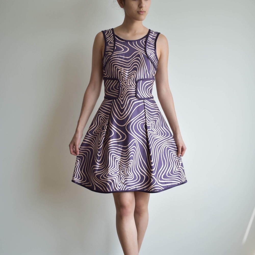 Versace Dress Abstract Purple Silk