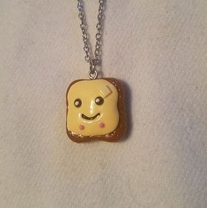 Cute Happy Face Buttered Toast Necklace