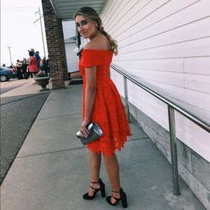 Bardot Coral Red Cocktail Dress