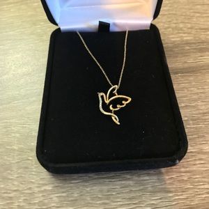 Gold delicate dove necklace