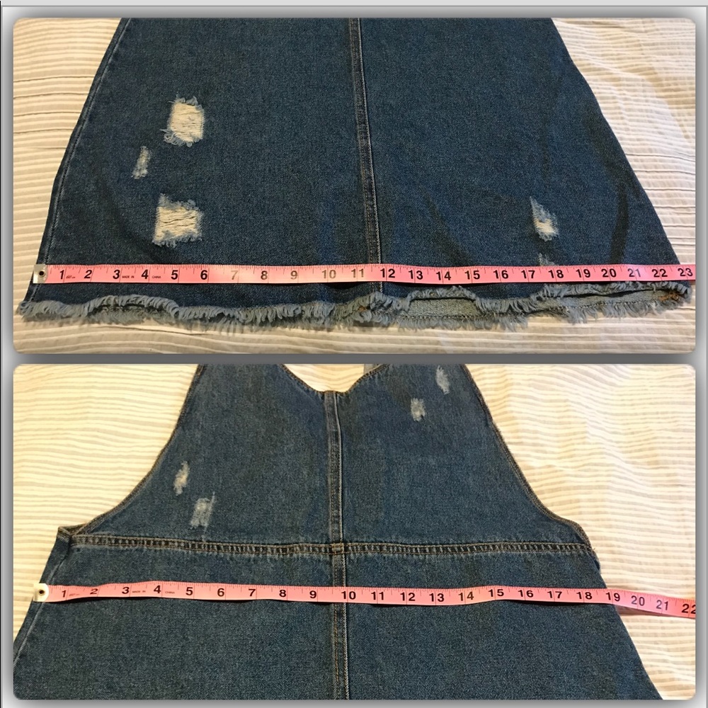 New🍁Distressed denim overall dress - Picture 6 of 8