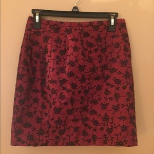 Vintage Silk Red & Black floral Embroidered Skirt