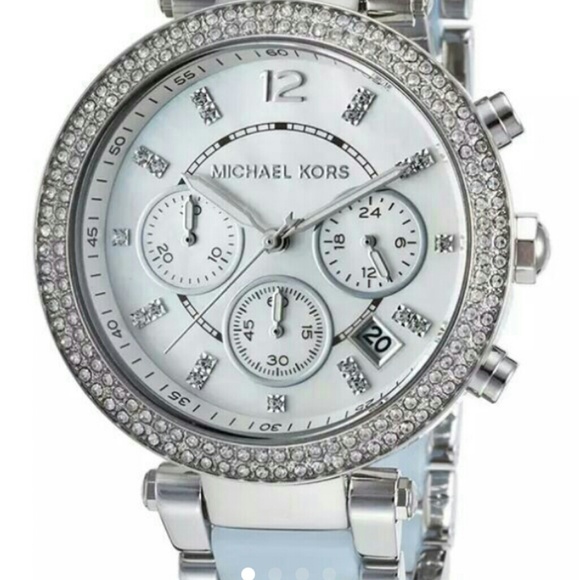 Michael Kors Chrono SS Light Blue Acetate Parker MK Watch (Consignment Batch) - Picture 2 of 7