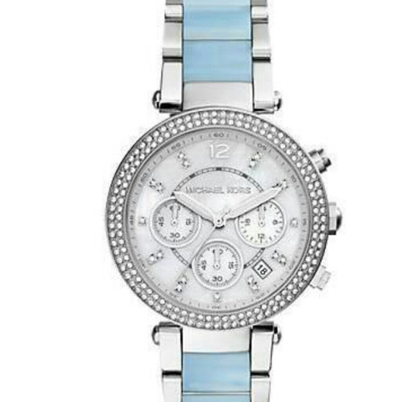 Michael Kors Chrono SS Light Blue Acetate Parker MK Watch (Consignment Batch) - Picture 3 of 7