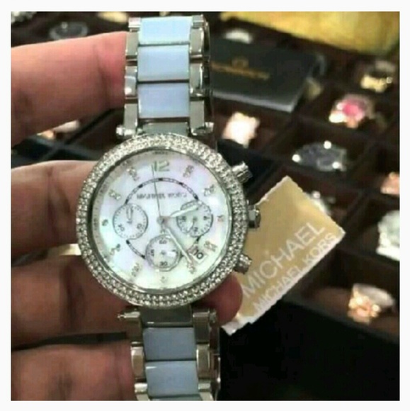 Michael Kors Chrono SS Light Blue Acetate Parker MK Watch (Consignment Batch) - Picture 4 of 7