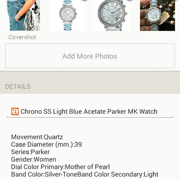 Michael Kors Chrono SS Light Blue Acetate Parker MK Watch (Consignment Batch) - Picture 7 of 7