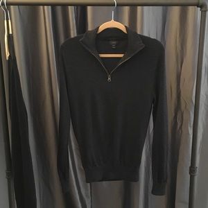 Dark Grey Fitted Slim Half Zip Pull-Over Sweater
