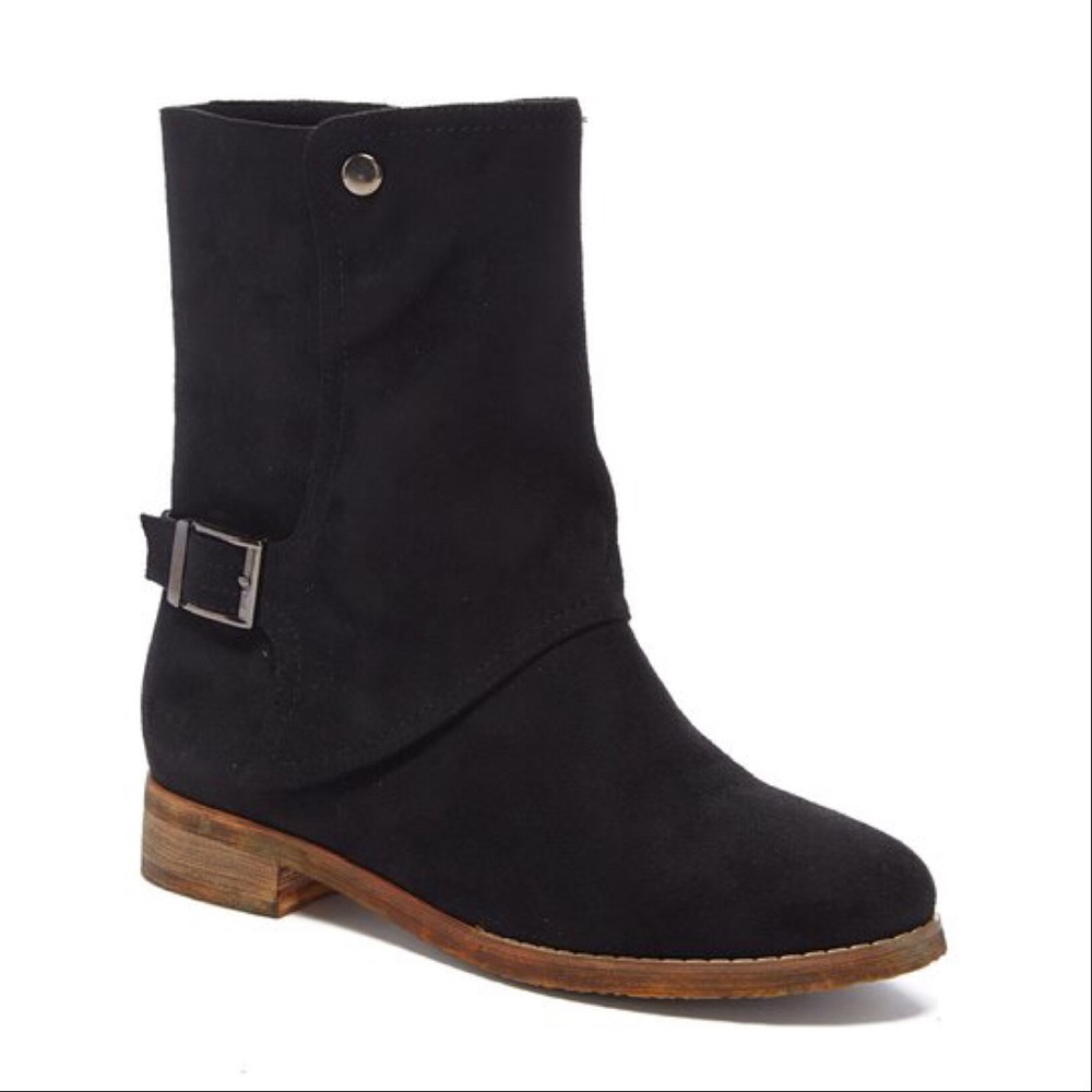 Black Buckle Threat Mid Shaft Ankle Boots - Picture 5 of 6