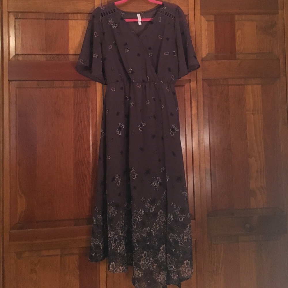Purple Floral Print Midi Dress from Target