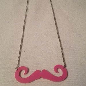 Pink Mustache Necklace
