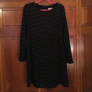 LOFT Bell Sleeve Swing Dress with crescent print