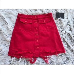 Red Denim Skirt