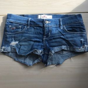 Dark wash denim shorts