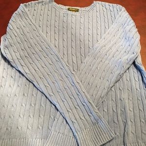 Eddie Bauer blue cable knit sweater