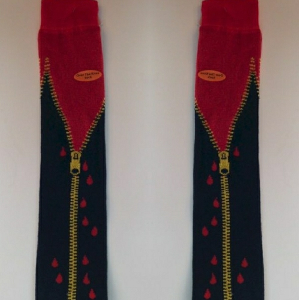 Zipper Pattern Over the Knee SocksHalloween