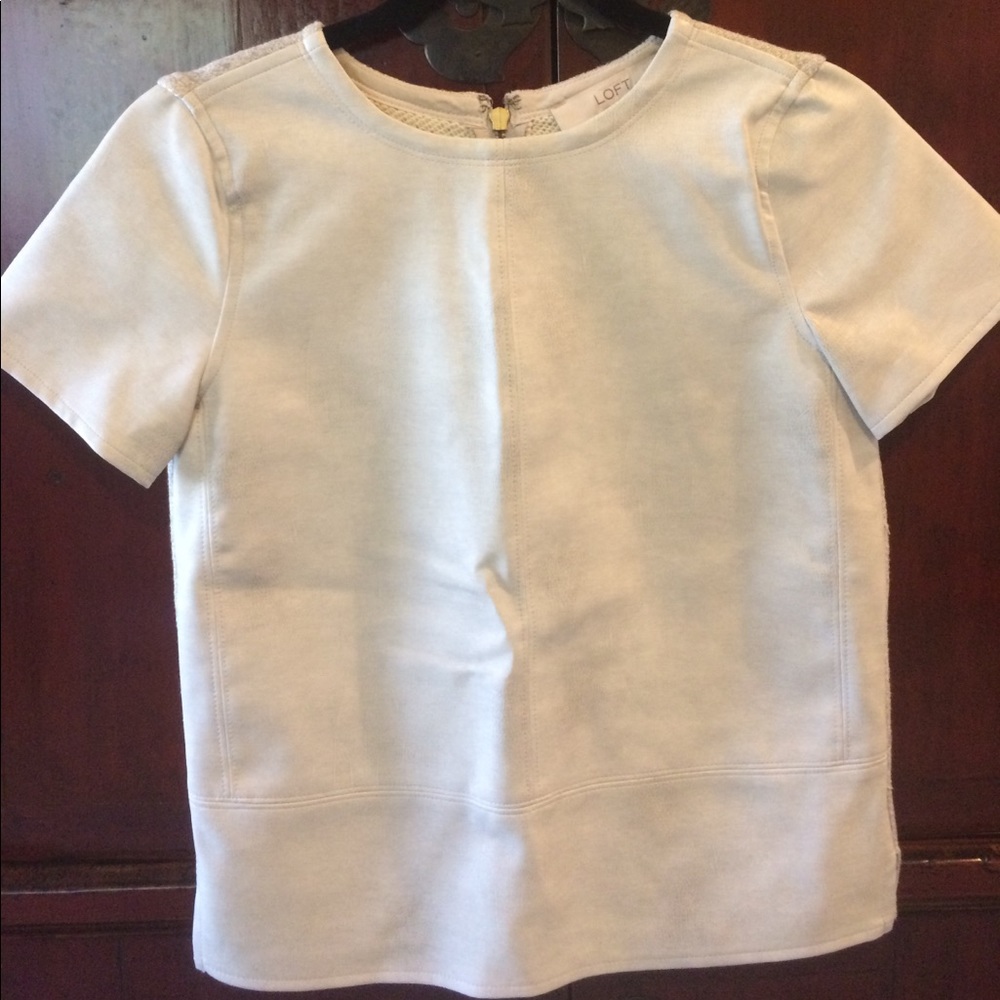 Leather like top in soft gray from the Loft