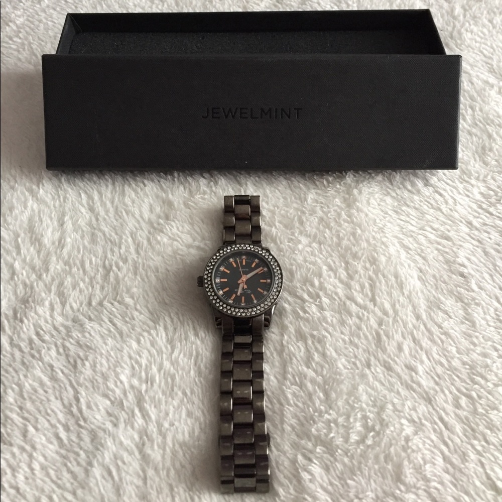 JewelMint Black And Rose Gold Vice Versa Watch