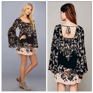 Free People bell-sleeve floral dress