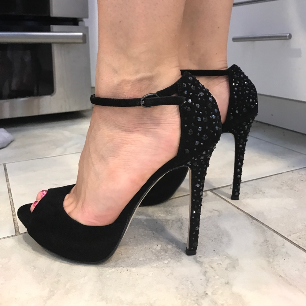 Glint Swarovski suade heels