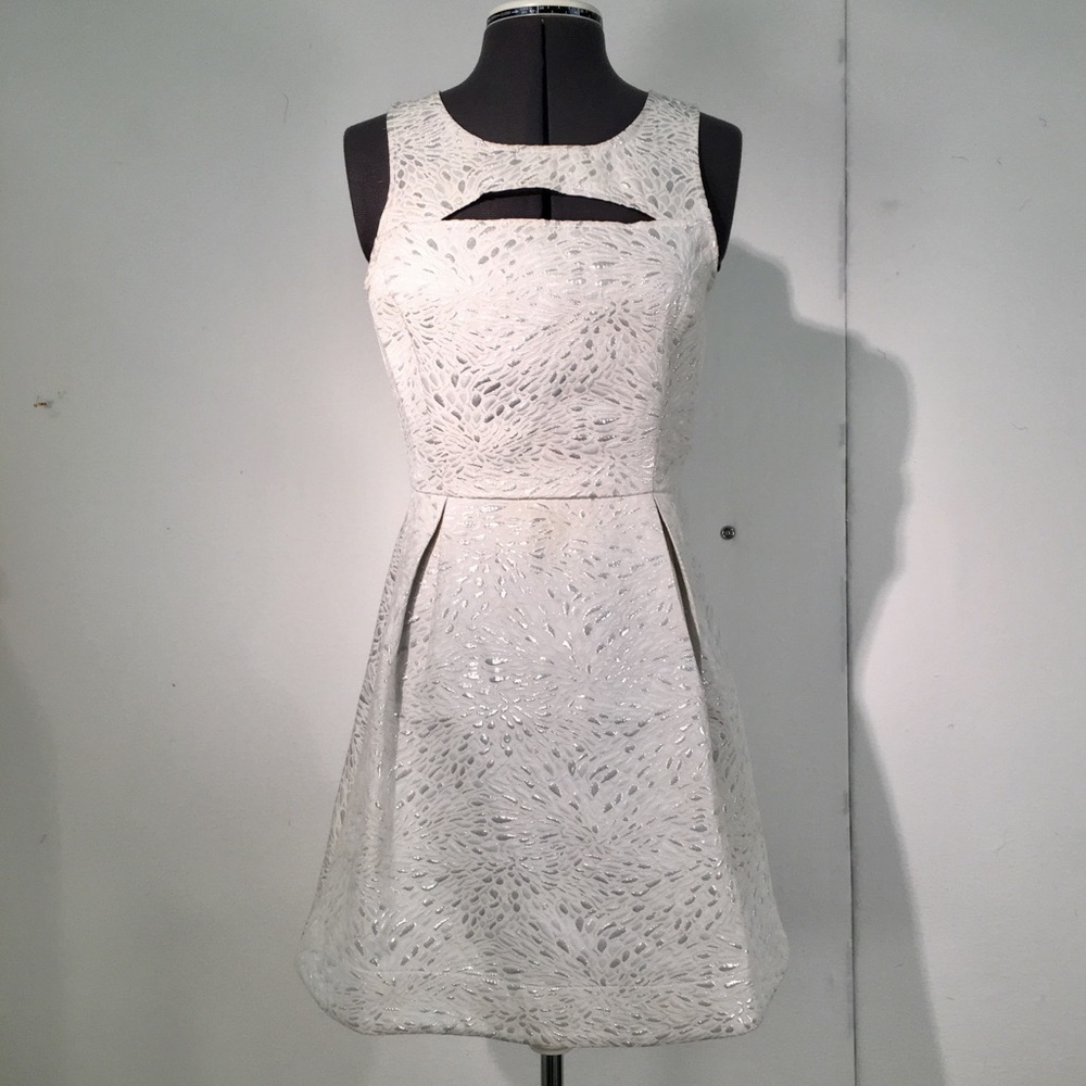 White and silver formal dress in GREAT condition!