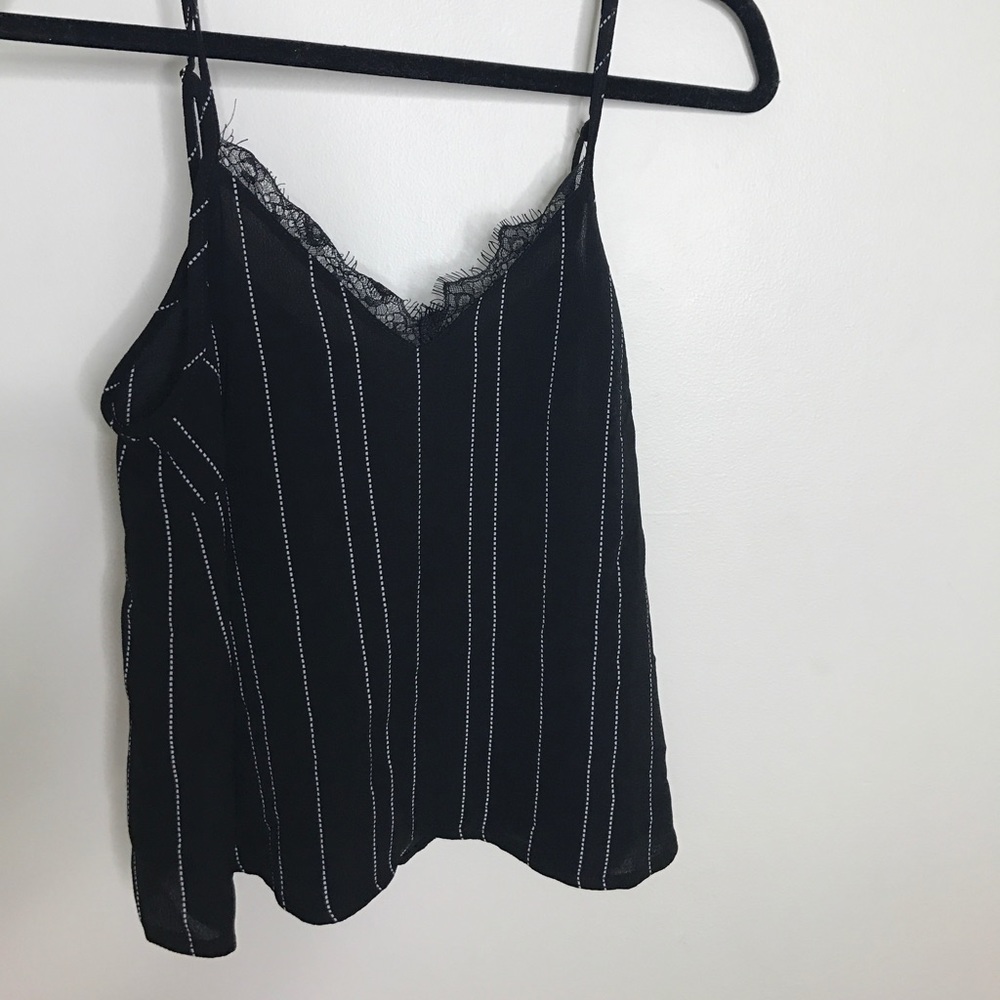 Missguided stripped sheer tank w/lace trim