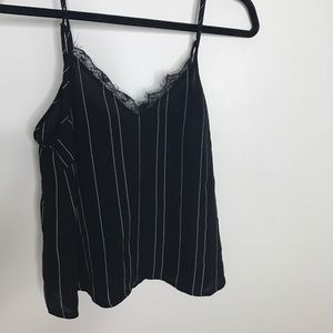 Missguided stripped sheer tank w/lace trim