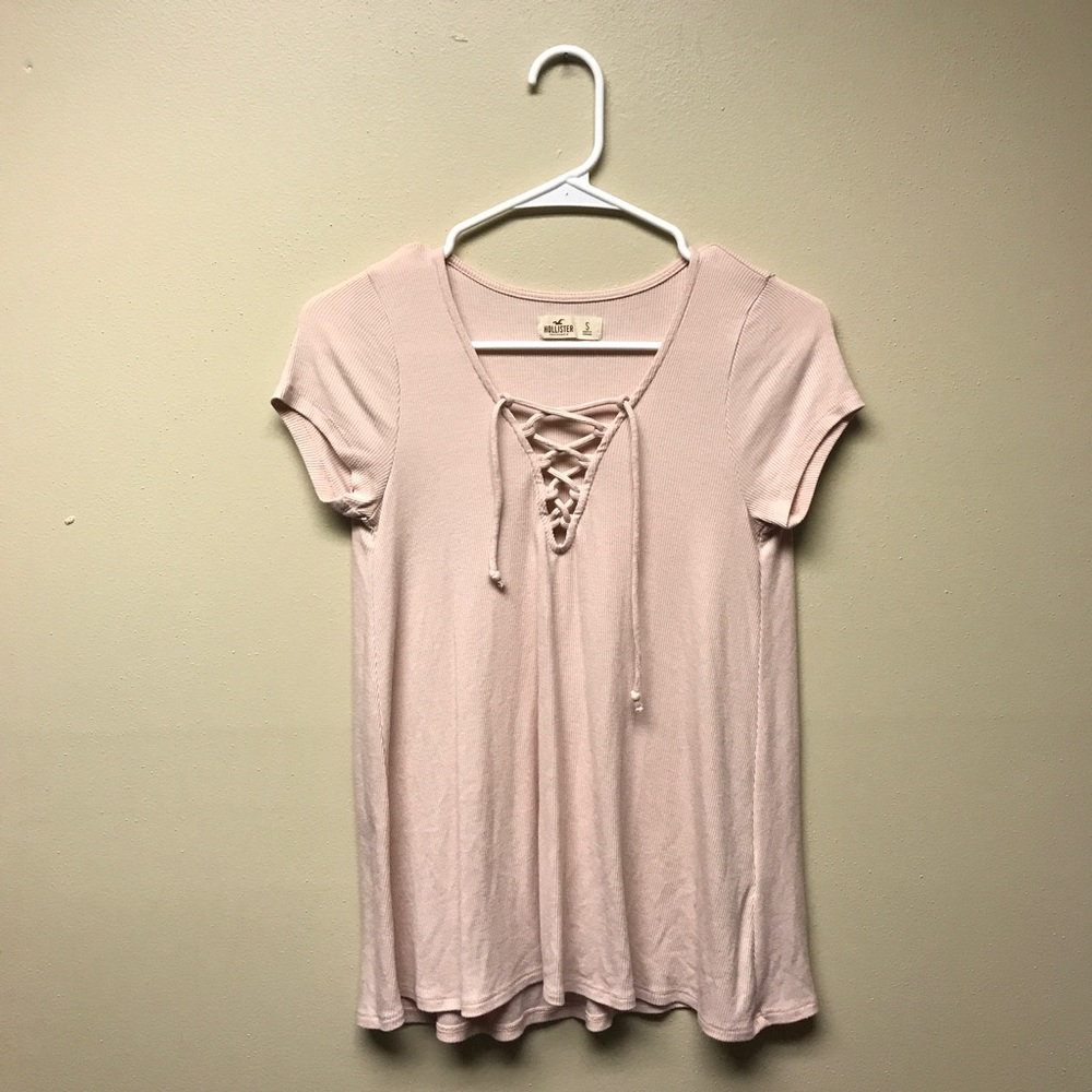 Hollister Pink Lace-Up Blouse