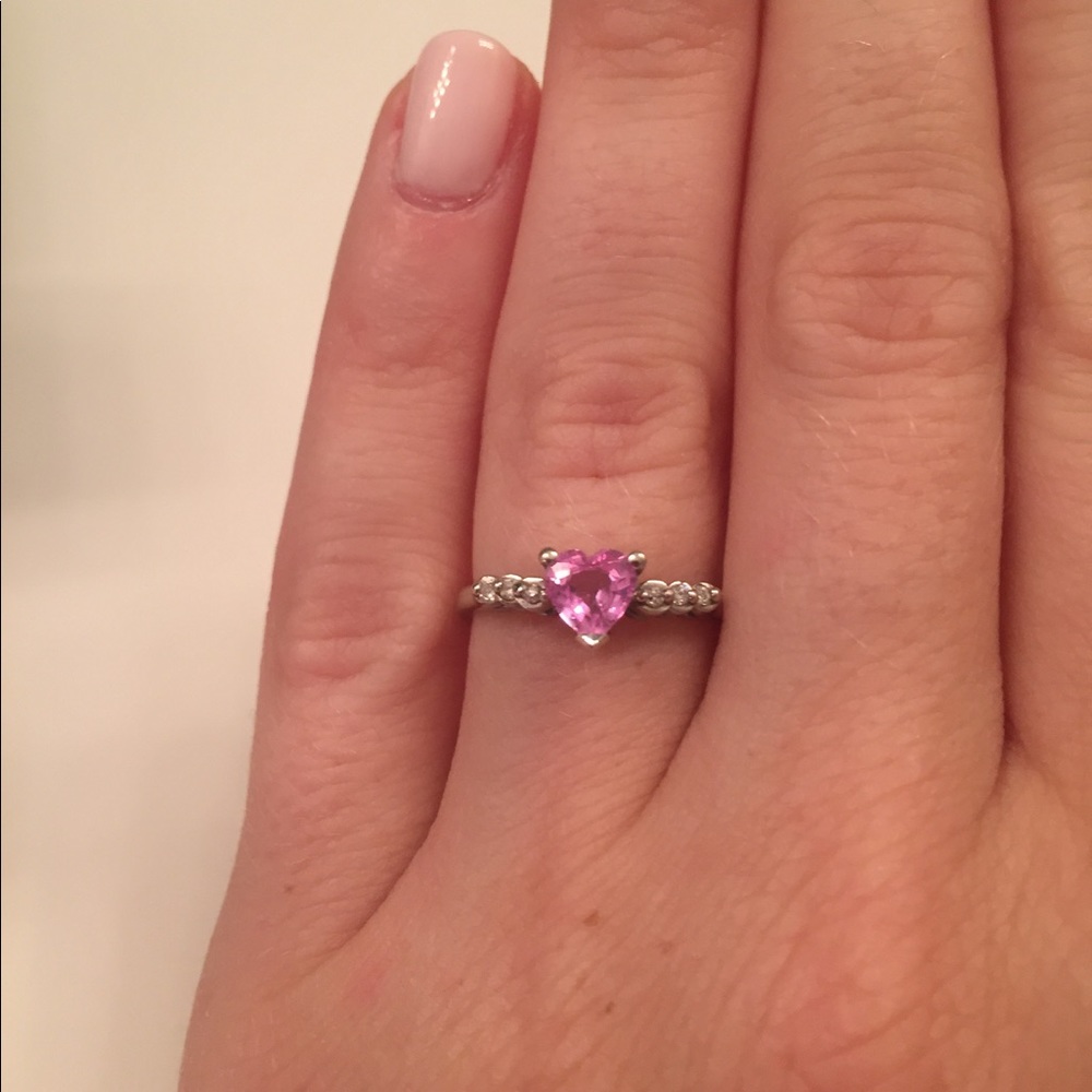 Pink sapphire and diamond ring
