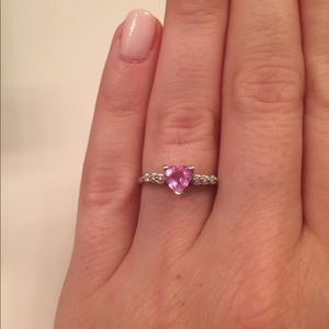 Pink sapphire and diamond ring