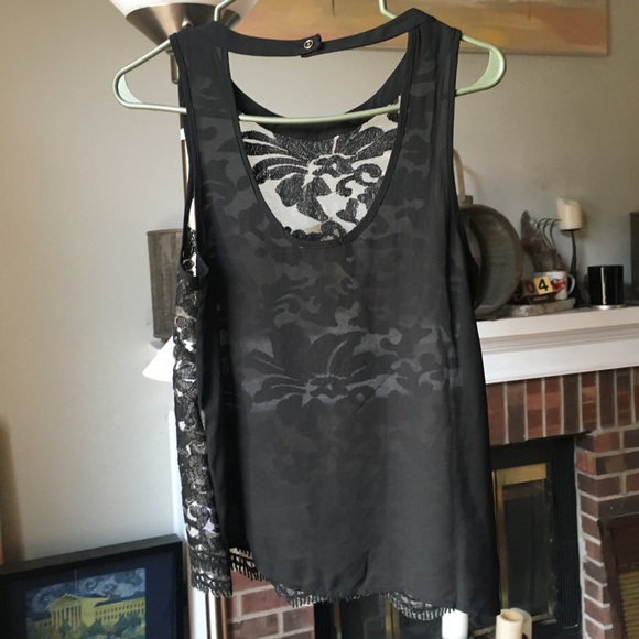 ASTR black lace sheer blouse w open back detail - Picture 2 of 5