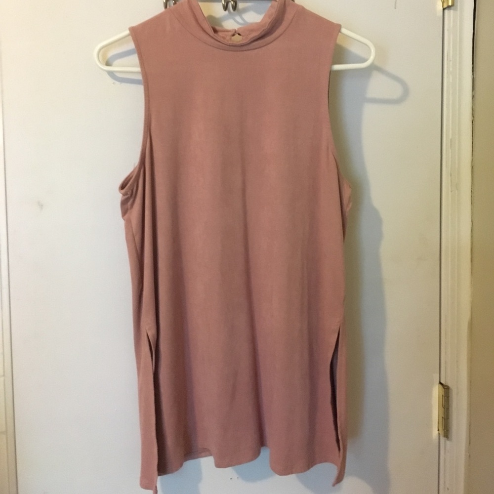Only worn once coral suede top