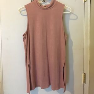Only worn once coral suede top