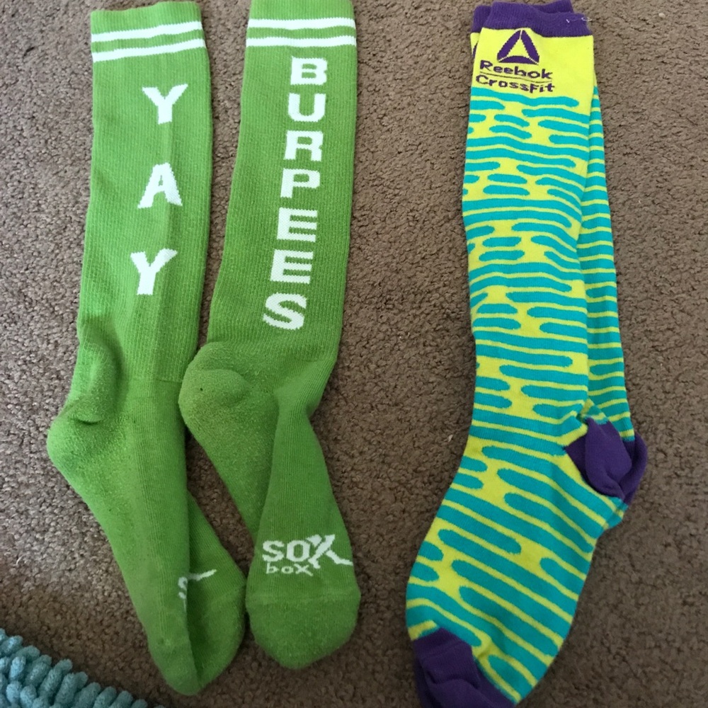Reebok crossfit and burpee knee high socks