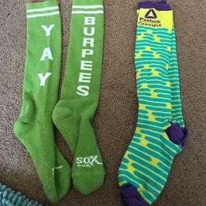 Reebok crossfit and burpee knee high socks