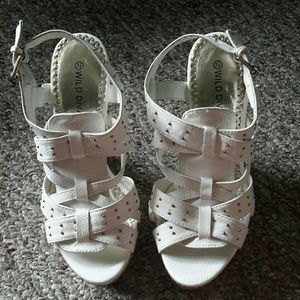 Wild Diva White Stappy Platform Wedges