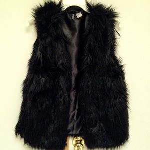 Black Faux Fur Vest