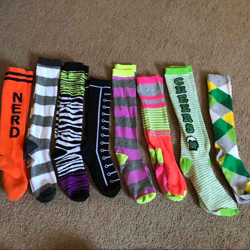 8 pairs knee high socks- workout-gym-crossfit