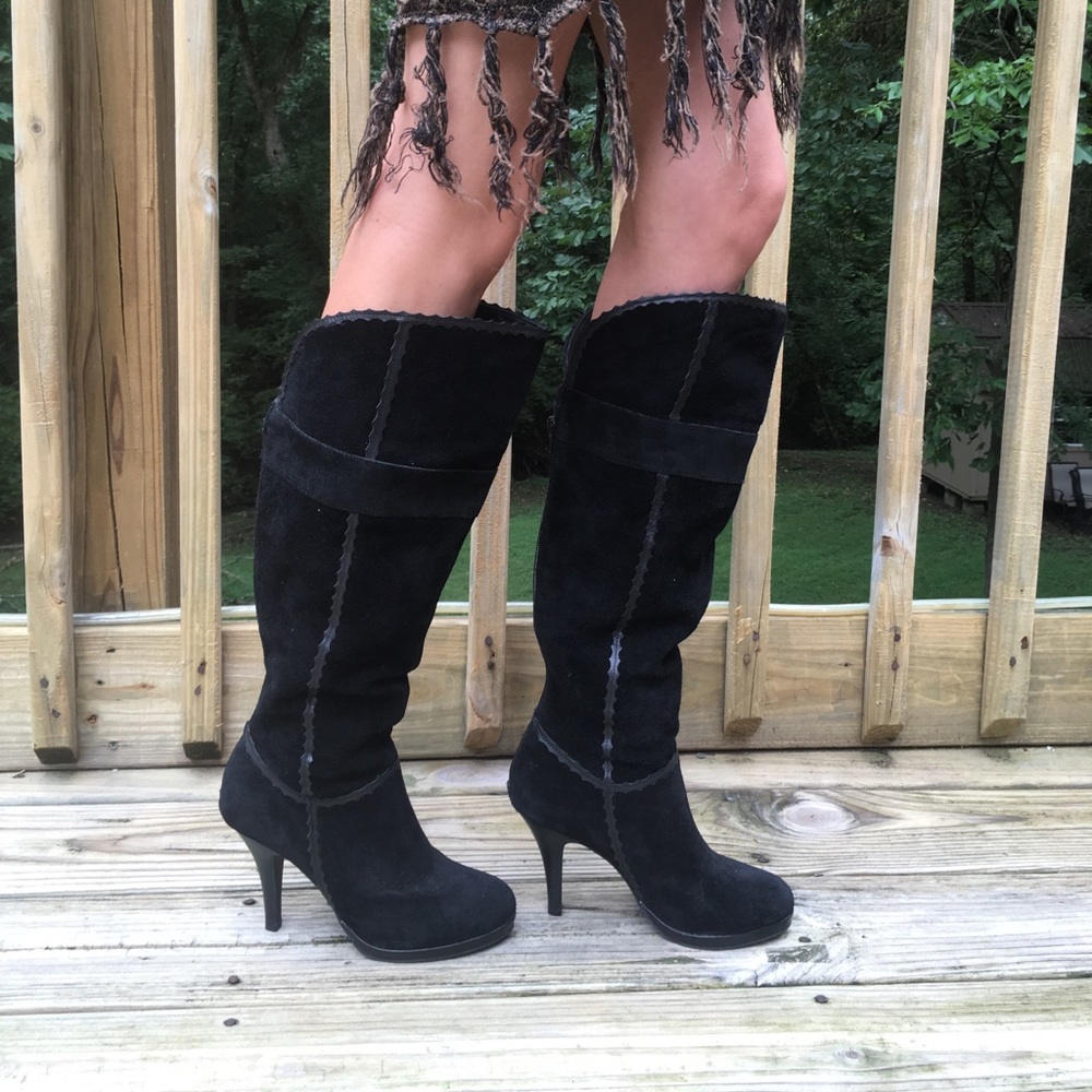 Black Suede Reba over the knee boots size 7.5
