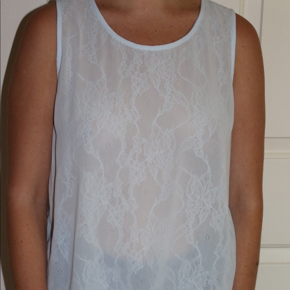 See through lace tank top