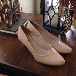 Nude colored kitten heels