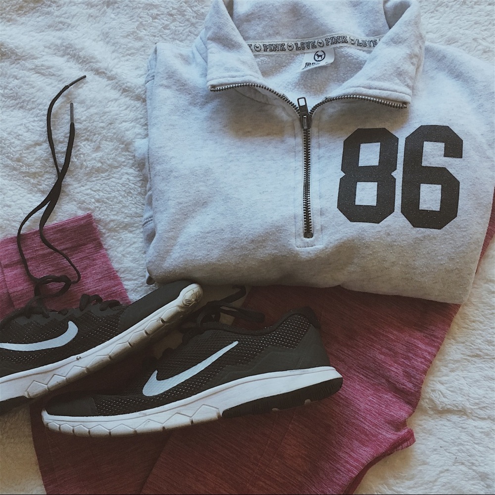 crew neck zip up sweatshirt