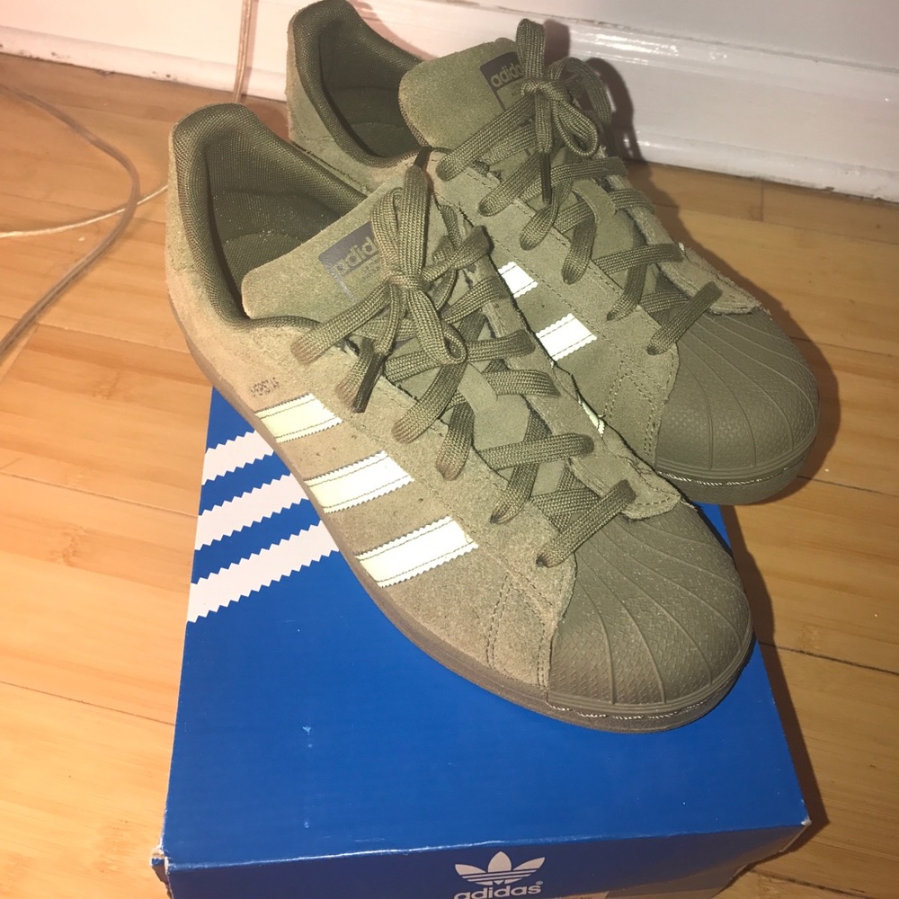 Olive suede superstar sneakers