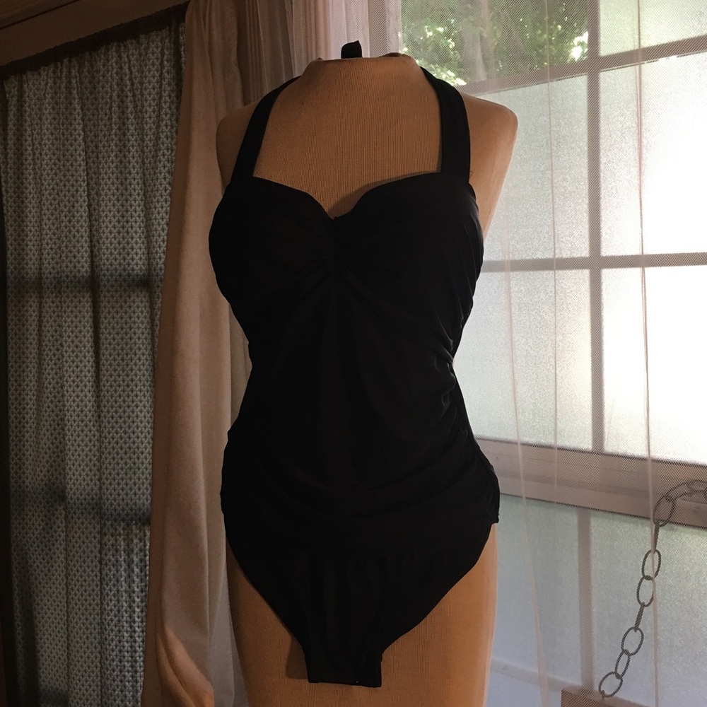 Black Retro Pinup Halter Bathing Suit